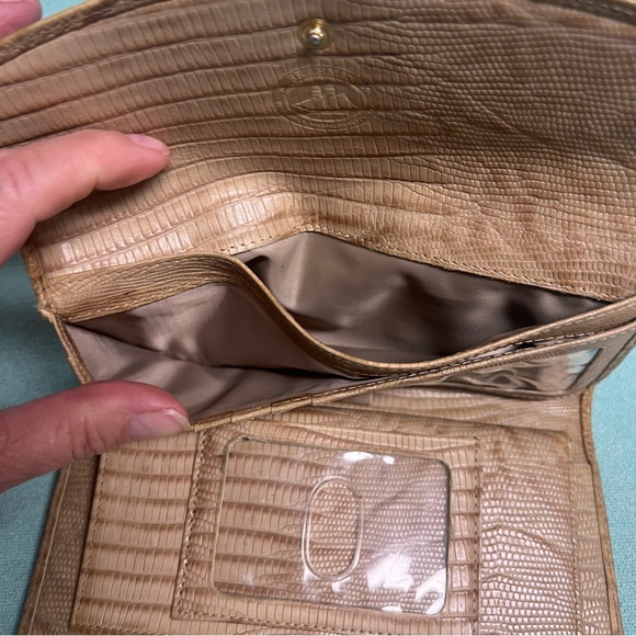 Brahmin Tan Crocodile Embossed leather checkbook wallet Clutch large - Picture 9 of 9